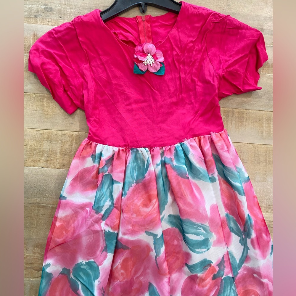 Isabella pink floral flower girl wedding dress girls